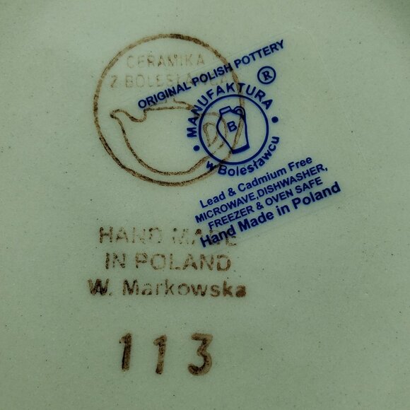 Polish Pottery Garden Bouquet Mug Red Yellow Gold Daisy Blue Swirl Mug - Picture 7 of 8